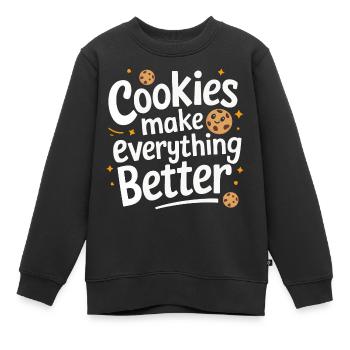 Cookies Cookie Keks Kekse Schokolade - Kinder Premium Organic Sweatshirt - Schwarz - Vorne - AI Model Kid Female (0cm)
