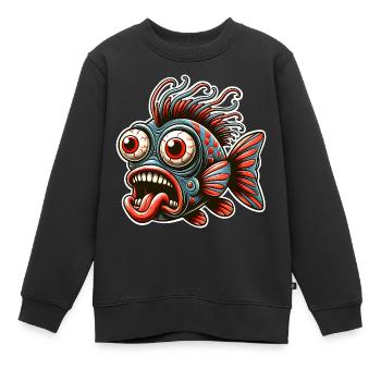 Fou de poisson - Sweat Premium enfant bio - noir - Devant - AI Model Kid Female (0cm)