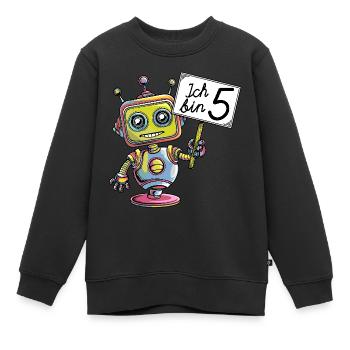 Fünf Jahre 5. Geburtstag kleiner bunter Roboter - Kinder Premium Organic Sweatshirt - Schwarz - Vorne - AI Model Kid Female (0cm)