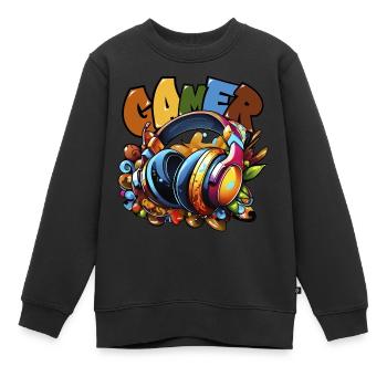 Gamer Headphone Spielkonsole Multiplayer - Kinder Premium Organic Sweatshirt - Schwarz - Vorne - AI Model Kid Female (0cm)
