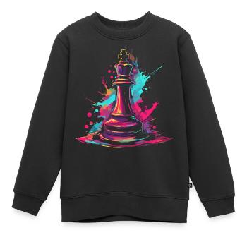 Schach Graffiti - Kinder Premium Organic Sweatshirt - Schwarz - Vorne - AI Model Kid Female (0cm)