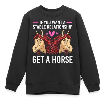 Courses de chevaux - Sweat Premium enfant bio - noir - Devant - AI Model Kid Female (0cm)