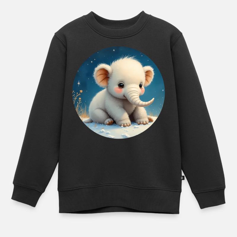 Bébé Éléphant sur le Sable - Sweat Premium enfant bio - noir
