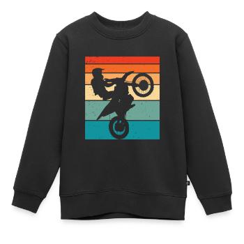 Motocross Retro Motorsport - Kinder Premium Organic Sweatshirt - Schwarz - Vorne - AI Model Kid Female (0cm)