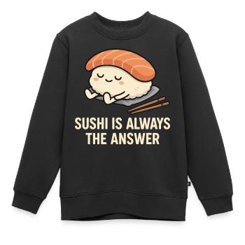 Le sushi est toujours la solution - Sweat Premium enfant bio - noir - Devant - AI Model Kid Female (0cm)