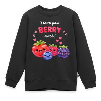 I Love You Berry Much Kawaii Beeren Liebe Pärchen - Kinder Premium Organic Sweatshirt - Schwarz - Vorne - AI Model Kid Female (0cm)
