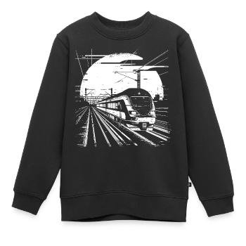 Dessin ferroviaire - Sweat Premium enfant bio - noir - Devant - AI Model Kid Female (0cm)