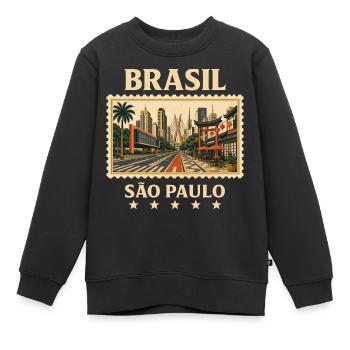 Brasilien São Paulo Vintage Reisemarke - Kinder Premium Organic Sweatshirt - Schwarz - Vorne - AI Model Kid Female (0cm)