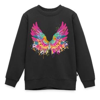 engelsflügel,angelwings,flügel.bunt,graffiti - Kinder Premium Organic Sweatshirt - Schwarz - Vorne - AI Model Kid Female (0cm)