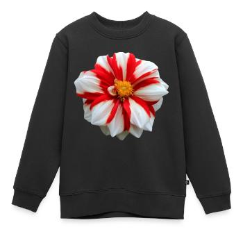 Blume weiß rot rote Blume Blumen rot weiße Blumen - Kinder Premium Organic Sweatshirt - Schwarz - Vorne - AI Model Kid Female (0cm)