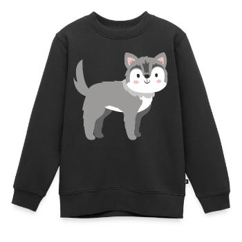 Loup doux - Sweat Premium enfant bio - noir - Devant - AI Model Kid Female (0cm)