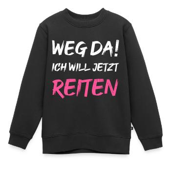 Weg da! ich will jetzt reiten - Kinder Premium Organic Sweatshirt - Schwarz - Vorne - AI Model Kid Female (0cm)