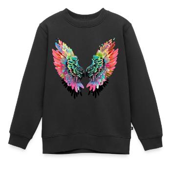 engelsflügel,angelwings,flügel.bunt,graffiti - Kinder Premium Organic Sweatshirt - Schwarz - Vorne - AI Model Kid Female (0cm)