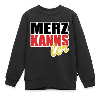 Merz kanns - Kanzler - Kanzlerkandidat - Kinder Premium Organic Sweatshirt - Schwarz - Vorne - AI Model Kid Female (0cm)