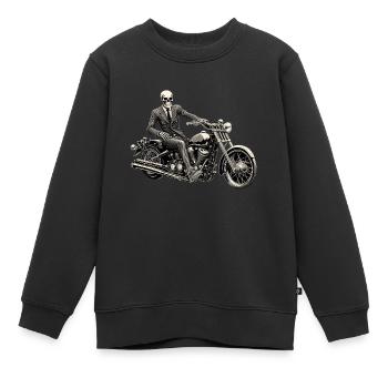 Suited Up Skull & Bones Biker - Kinder Premium Organic Sweatshirt - Schwarz - Vorne - AI Model Kid Female (0cm)