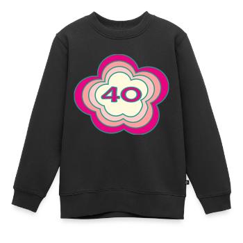 40. 40 JAHRE. 40-JÄHRIGES JUBILÄUM. GEBURTSTAG 40 JAHRE. - Kinder Premium Organic Sweatshirt - Schwarz - Vorne - AI Model Kid Female (0cm)