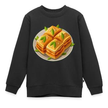 Baklava - türkische Süßspeise - Geschenk - Kinder Premium Organic Sweatshirt - Schwarz - Vorne - AI Model Kid Female (0cm)