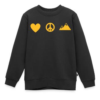 LOVE PEACE & MOUNTAIN - Kinder Premium Organic Sweatshirt - Schwarz - Vorne - AI Model Kid Female (0cm)