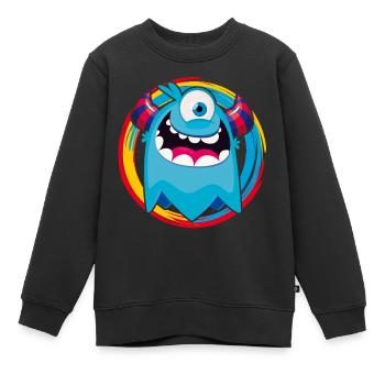 Drôle de petit monstre - Sweat Premium enfant bio - noir - Devant - AI Model Kid Female (0cm)