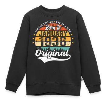Les Legends sont nés en janvier 1936 - Sweat Premium enfant bio - noir - Devant - AI Model Kid Female (0cm)
