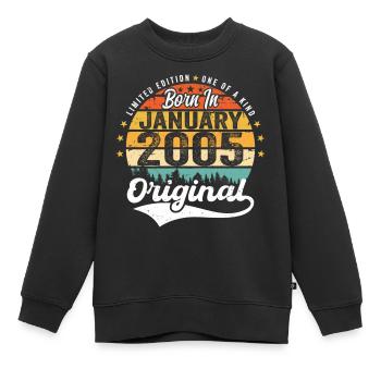 Les Legends sont nés en janvier 2005 - Sweat Premium enfant bio - noir - Devant - AI Model Kid Female (0cm)