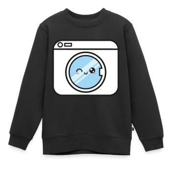 Machine à laver Kawaii Drôle doux - Sweat Premium enfant bio - noir - Devant - AI Model Kid Female (0cm)