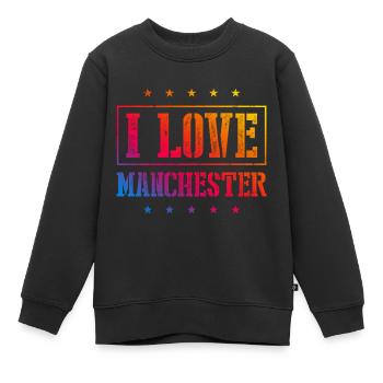 J’adore Manchester - Sweat Premium enfant bio - noir - Devant - AI Model Kid Female (0cm)
