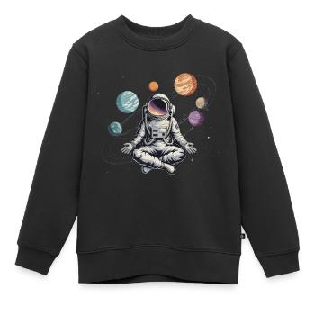 Astronaute Yoga Méditation Planète Espace Orbite - Sweat Premium enfant bio - noir - Devant - AI Model Kid Female (0cm)