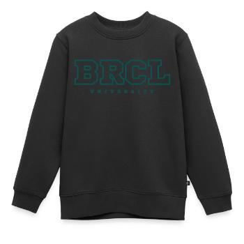 Grüner BRCL University Print - Kinder Premium Organic Sweatshirt - Schwarz - Vorne - AI Model Kid Female (0cm)