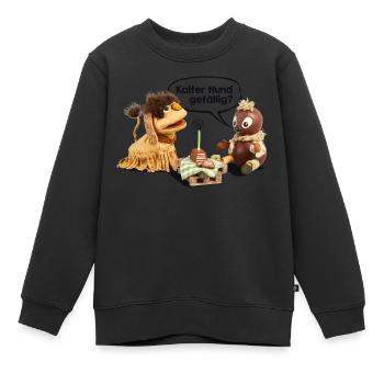 Pittiplatsch & Moppi - Kalter Hund - Kinder Premium Organic Sweatshirt - Schwarz - Vorne - AI Model Kid Female (0cm)