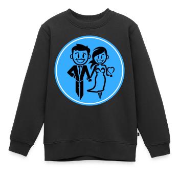 Jeunes mariés, Mariage, Mariée, Marié - Sweat Premium enfant bio - noir - Devant - AI Model Kid Female (0cm)
