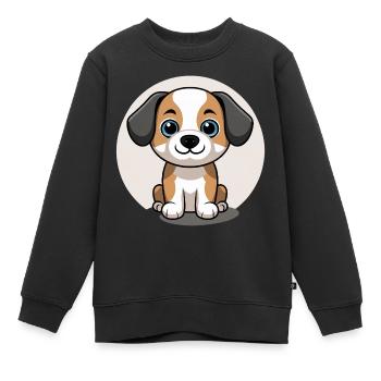 Paw Adventure – Loving Dog for Kids - Kids Premium Organic Sweatshirt - black - Front - AI Model Kid Female (0cm)
