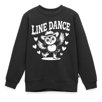 Line Dance Eule lustige Eule mit Stetson und Boots - Kinder Premium Organic Sweatshirt - Schwarz - Vorne - AI Model Kid Female (0cm)