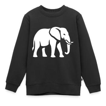Elefant - Großwild, Stoßzahn, Elfenbein - Kinder Premium Organic Sweatshirt - Schwarz - Vorne - AI Model Kid Female (0cm)