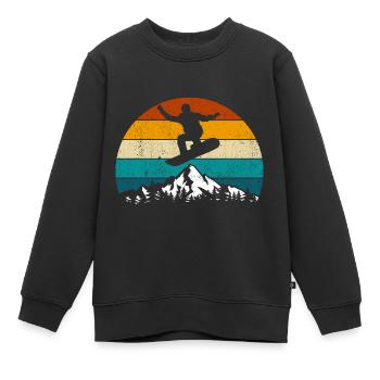Snowboard, Halfpipe, Wintersport, Retro Sunset - Kinder Premium Organic Sweatshirt - Schwarz - Vorne - AI Model Kid Female (0cm)