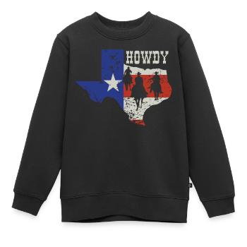 HOWDY Cowboy Texas - Kinder Premium Organic Sweatshirt - Schwarz - Vorne - AI Model Kid Female (0cm)