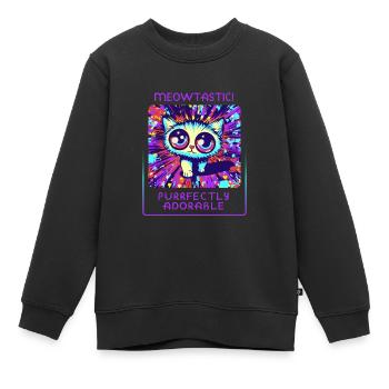 Katzenparadies - Niedlich und verspielt - Kinder Premium Organic Sweatshirt - Schwarz - Vorne - AI Model Kid Female (0cm)