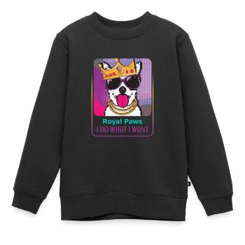 Hartnäckiger Hundekönig - Kinder Premium Organic Sweatshirt - Schwarz - Vorne - AI Model Kid Female (0cm)