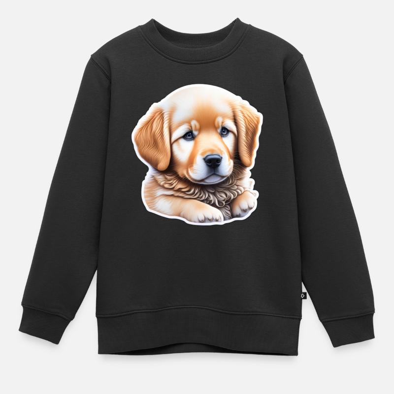 Mignon chiot golden retriever mignon - Sweat Premium enfant bio - noir