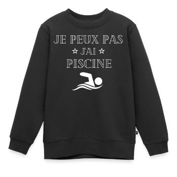 je peux pas j'ai piscine - Sweat Premium enfant bio - noir - Devant - AI Model Kid Female (0cm)
