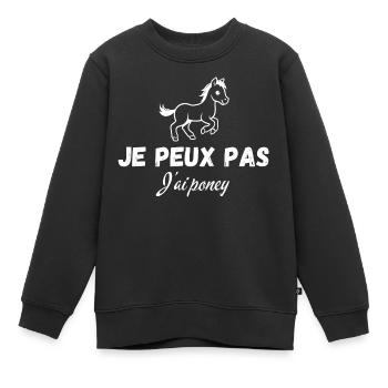 Ich kann nicht, ich habe ein Pony - Kinder Premium Organic Sweatshirt - Schwarz - Vorne - AI Model Kid Female (0cm)