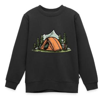 Tente de camping en plein air - Sweat Premium enfant bio - noir - Devant - AI Model Kid Female (0cm)