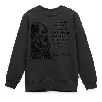 Zitieren Darwin Biologie Evolutionstheorie - Kinder Premium Organic Sweatshirt - Schwarz - Vorne - AI Model Kid Female (0cm)