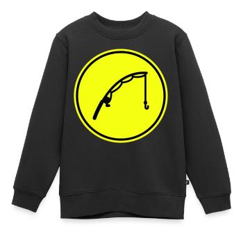 Icône de pêche à la canne à pêche - Sweat Premium enfant bio - noir - Devant - AI Model Kid Female (0cm)