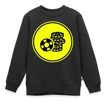 Icône de jeton de poker - Sweat Premium enfant bio - noir - Devant - AI Model Kid Female (0cm)