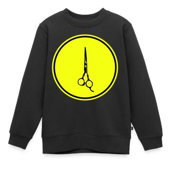 Schere Barber icon - Kinder Premium Organic Sweatshirt - Schwarz - Vorne - AI Model Kid Female (0cm)