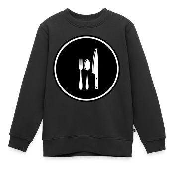 Fork Cutlery - Kids Premium Organic Sweatshirt - black - Front - AI Model Kid Female (0cm)