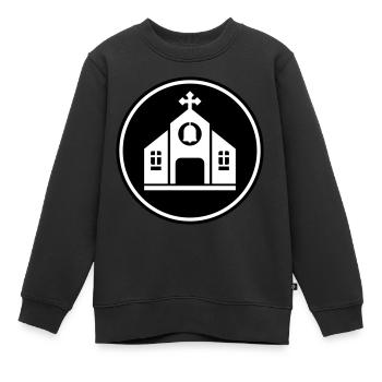 Symbole de l’église Kirche - Sweat Premium enfant bio - noir - Devant - AI Model Kid Female (0cm)