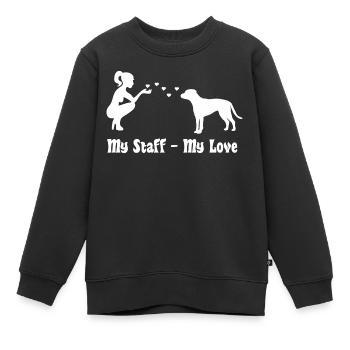 American Staffordshire Terrier mit Frau - Kinder Premium Organic Sweatshirt - Schwarz - Vorne - AI Model Kid Female (0cm)