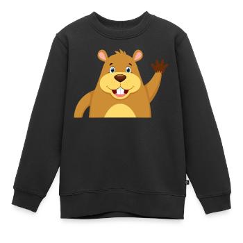 Winkender Biber - Kinder Premium Organic Sweatshirt - Schwarz - Vorne - AI Model Kid Female (0cm)